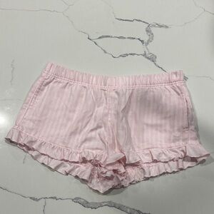 Hollister Light Pink Striped Ruffle Shorts